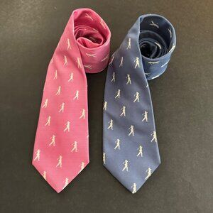 Breuer Mens 100% Silk Golf Print Ties - Pink & Blue